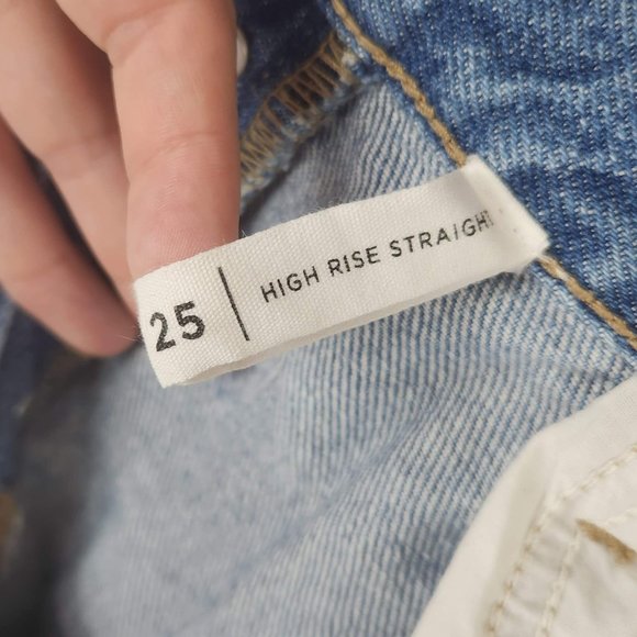 Pacsun High Rise Button Fly Raw Hem Straight Leg Jeans sz 25 - Picture 5 of 6